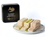 Mughe Gourmet Halva 850g Geschenkbox - 3 köstliche Halva-Riegel mit Marmorierung Pistazie, Kakao, Vanille - krümeliger Türkischer Halawa, süß und vegan - ideal für Geburtstage und besondere Anlässe