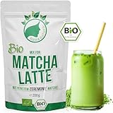 NanaNatura's Bio Matcha Latte Mix Pulver mit 22% echtem Zeremonie-Matcha aus Japan | für leckeren Matcha Tee Genuß