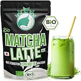 NanaNatura's Bio Matcha Latte Instant Pulver mit echtem Zeremonie-Matcha aus Japan 250g | heiß oder kalt (als Matcha Iced Latte) genießen | glutenfrei