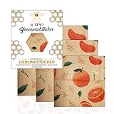 Bienenwachstücher 3er Pack von AY BINO Lieblingstücher Umweltfreundlich Ökologisch Nachhaltig Wiederverwendbare Beeswax wraps | Zero waste Wachspapier für Lebensmittel Bio (Orange, 3)