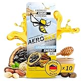 AEROBEE Energy Liquid Gel - Erdnuss, Kakao & Guarana 10x26g [100% Natürliches Energie Gel Honig] richtig leckeres Sportgel Ausdauersport, Energy Gel Laufen, Power Gel Sport, Kohlenhydrate Gel
