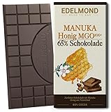 Manuka Honig zartbittere Tafel-Schokolade. 65% Kakaobohnen/Mit 13% MGO Neuseeland Health Honey veredelt